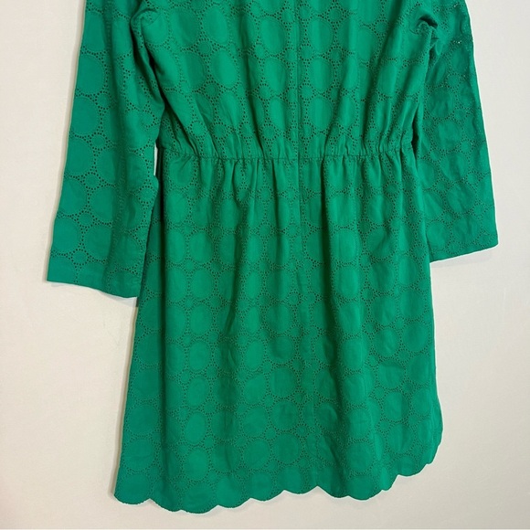 J. Crew Green Cotton V-Neck Circle-Eyelet Lace Dress. Size 12. - Picture 8 of 14